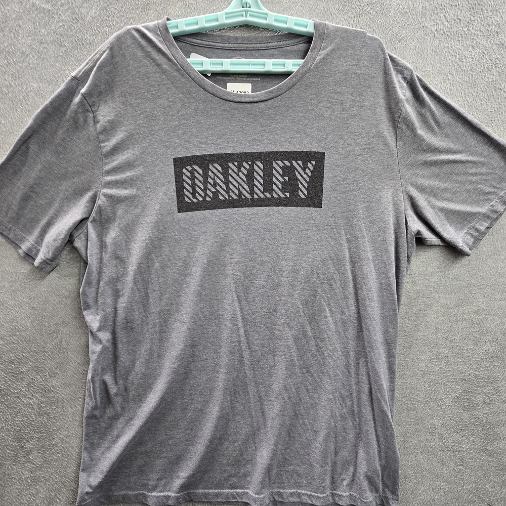 Oakley Men Shirt XL Gray Logo Short Sleeve